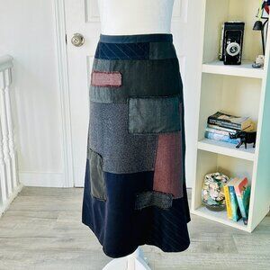 ANTHROPOLOGIE, NEESH by D.A.R. Wool Midi Patchwork Skirt (size S)